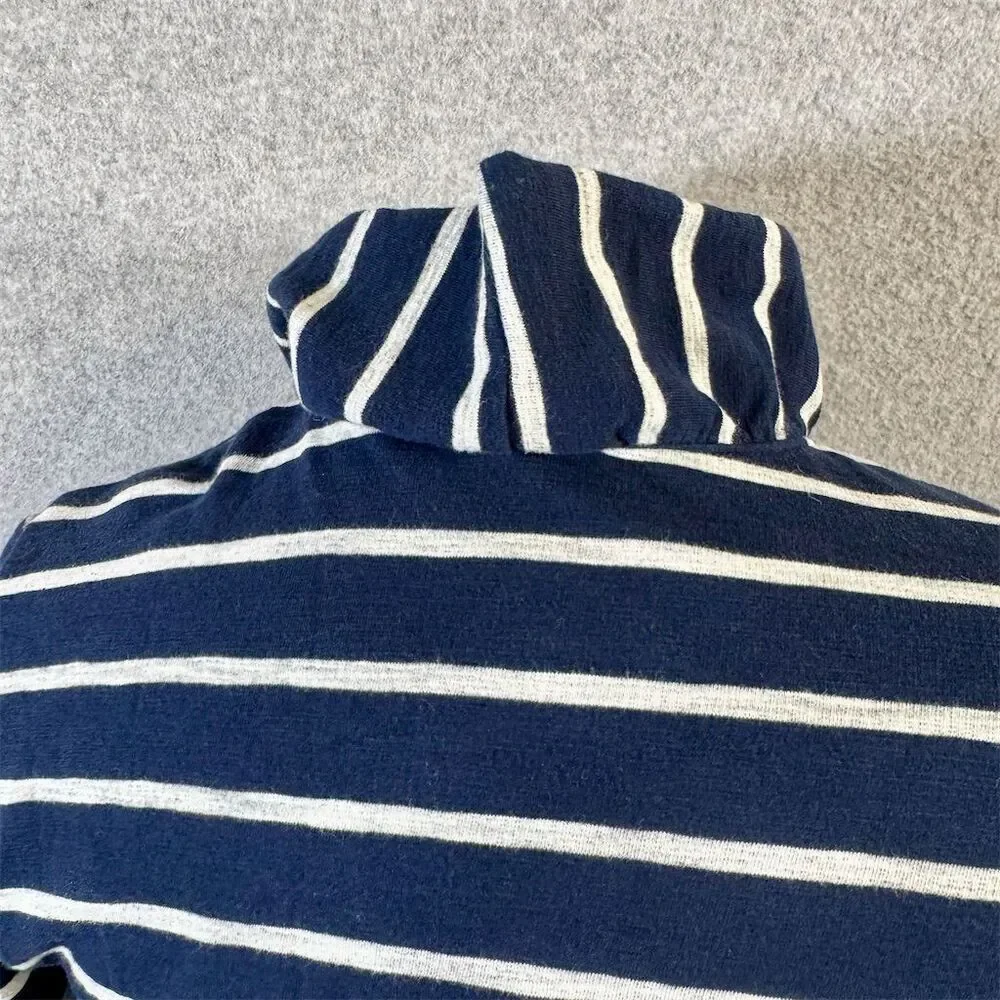 Lillla P Women's Striped Draped Cotton Cardigan  Size M Ruffle Collar